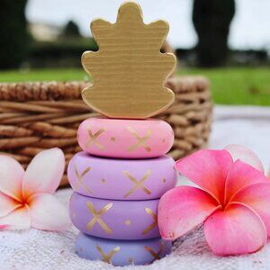 NWT Keiki Kaukau Wood Pineapple Stacking Toy